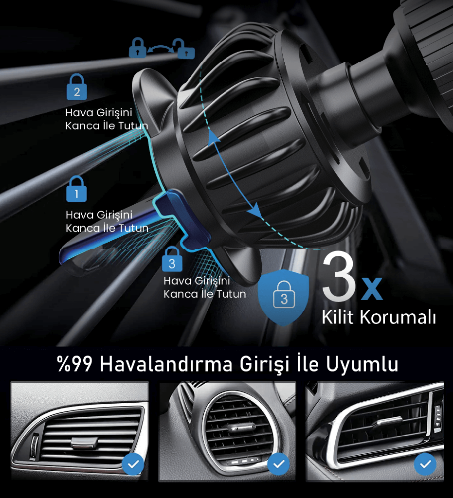 H707 Mıknatıslı Mandallı Araç İçi Telefonu Tutacağı