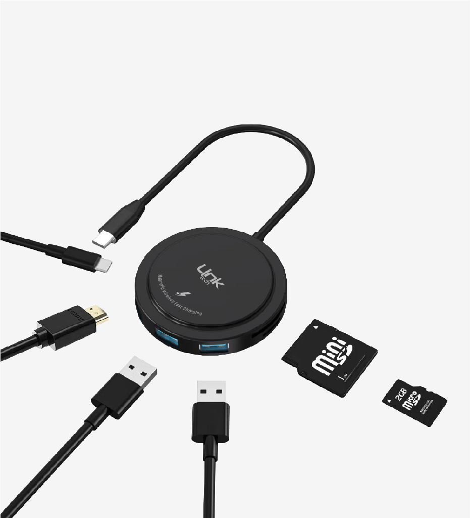 A200 Premium 6 in 1 Wireless Charge Pad, USB-C HUB and Card Reader