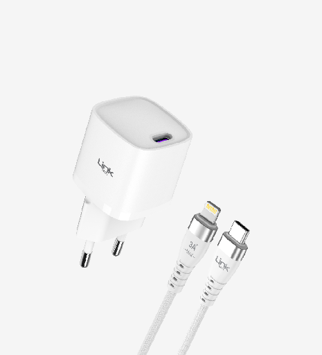 [LNG-G841] G841 Premium Tip-C Lightning Kablolu Mini 20W USB-C Süper SI GaN Şarj Adaptörü