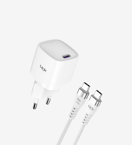 [LNG-G842] G842 Premium Tip-C Kablolu Mini 20W USB-C Süper SI GaN Şarj Adaptörü