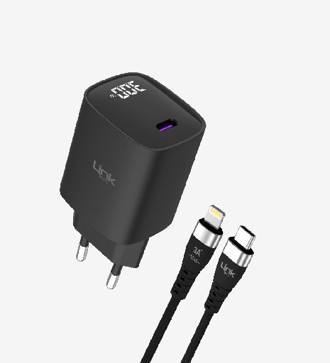 [LNG-G848] G848 Premium Tip-C Lightning Kablolu Mini 30W USB-C Süper SI GaN Şarj Adaptörü